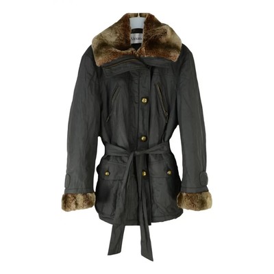 Damen Jacke Alexandra Gr L-XL Baumwolle fur Kaninchenfell Grau