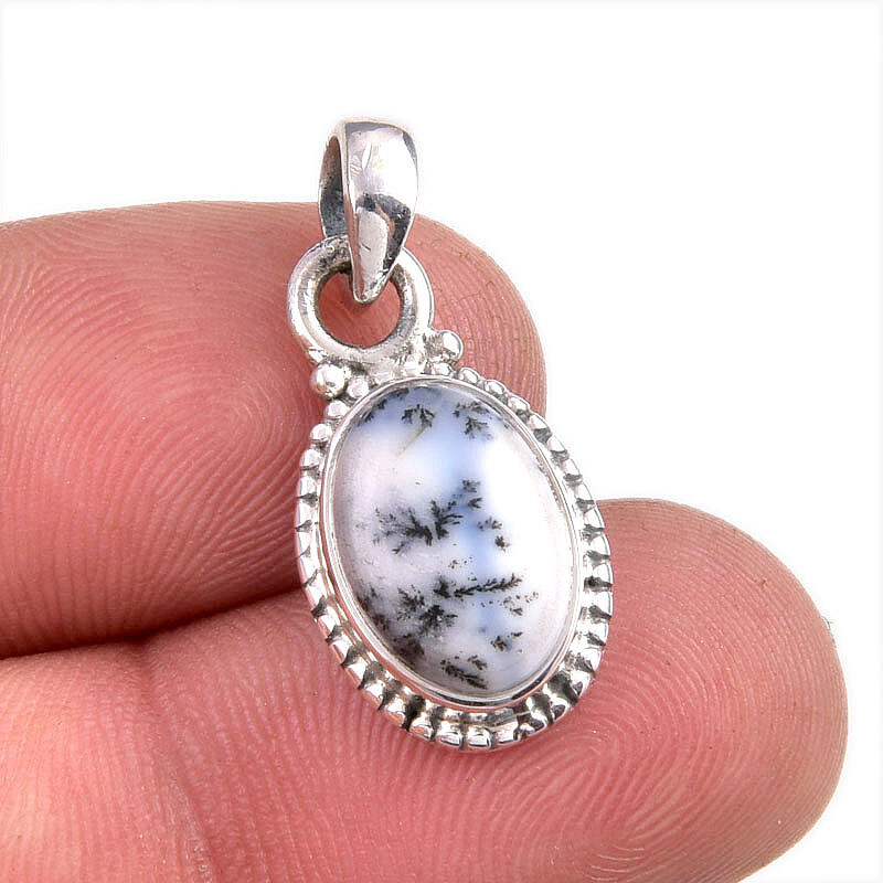 Natural Dendrite Opal Gemstone 925 Solid Sterling Silver Gift Pendant 1.25