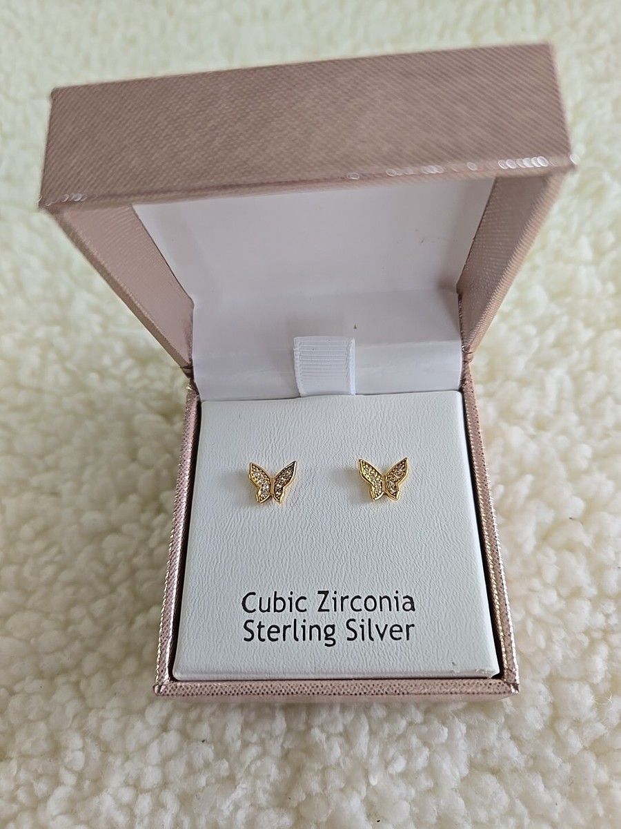 Rachel Ashwell Sterling Silver Cubic Zirconia Butterfly Stud