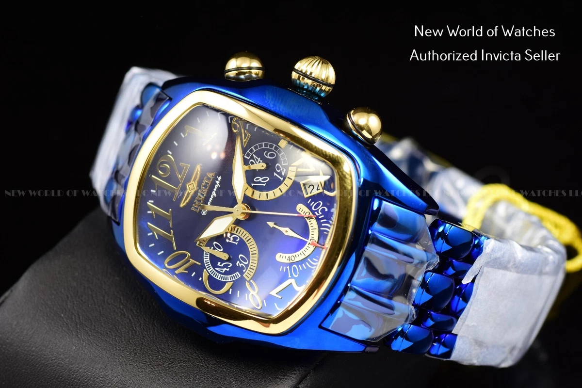 Invicta Mens Lupah Blue Dial Chronograph Quartz Blue Stainless Steel Watch 43155