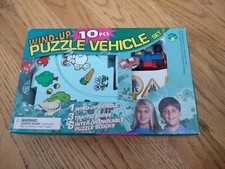Vintage Wind Up Puzzle Vehicle Set Train 10 Piece Complete 9281T