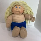 Vintage 1978 Cabbage Patch Kid Blonde Wool Hair Blue Pants