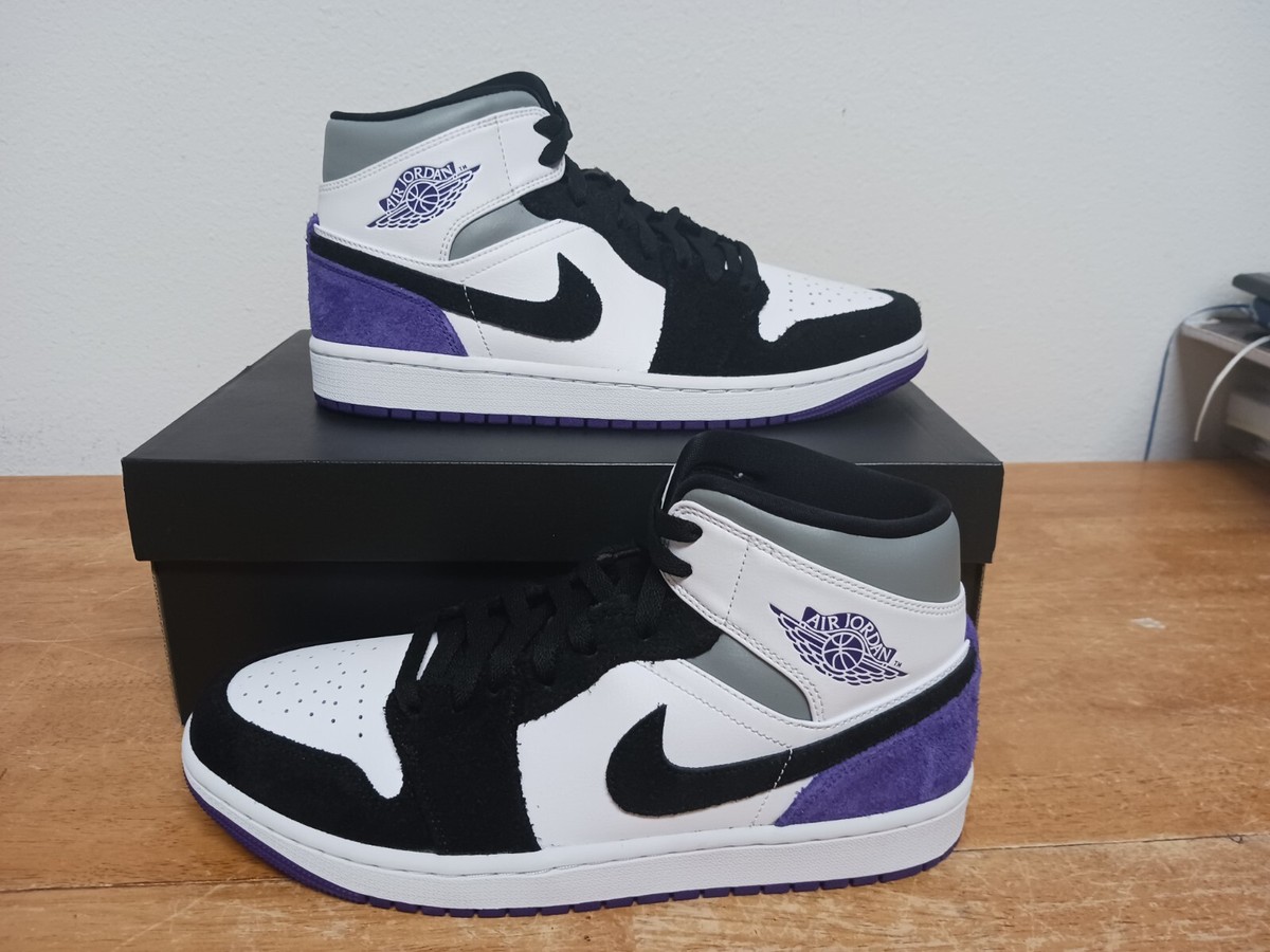 852542-105 Size 9.5 - Jordan 1 Mid SE Black/Varsity Purple/White