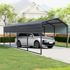 10 x 15 12 x 20 FT Outdoor Metal Carport Canopy Galvanized Steel Roof for Car