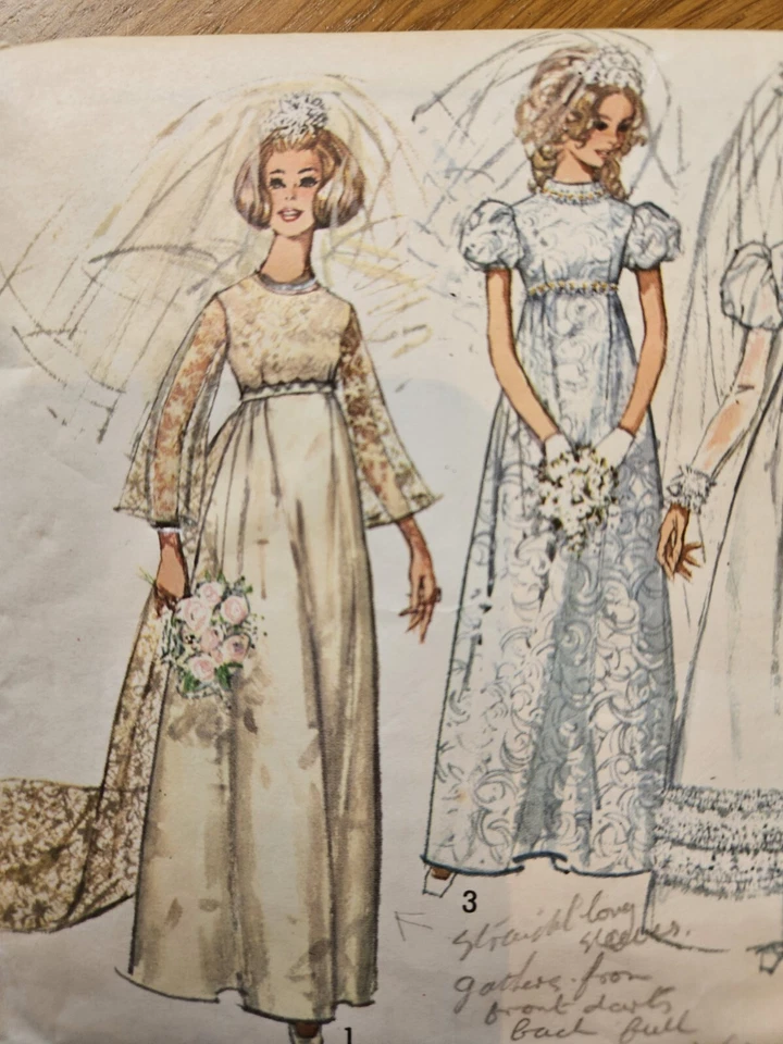 1960's Vintage Sewing Pattern. Bridal Gown/Bridesmaids or Wedding Dress. Size 14 - Image 3 of 4