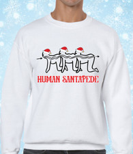 HUMAN SANTAPEDE CHRISTMAS JUMPER FUNNY SWEATER SANTA ELF FESTIVE JOKE RUDE TOP