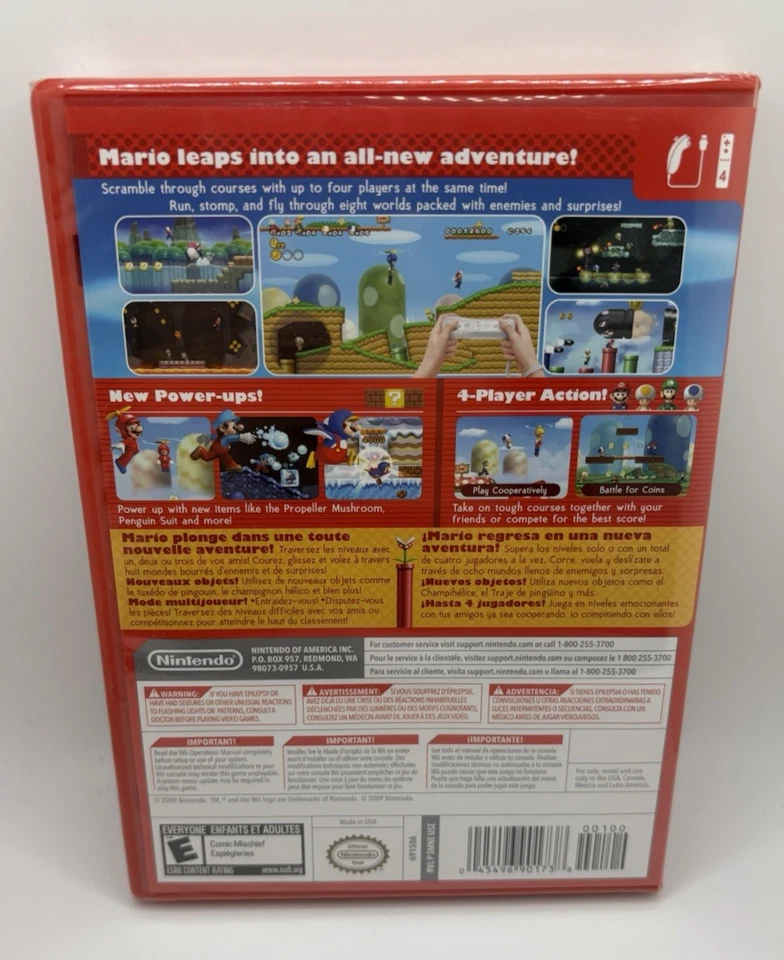 Wii NEW SUPER MARIO BROS. Wii (NINTENDO Wii 2009) BRAND NEW SEALED EXCELLENT! - Image 2 of 4
