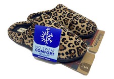 Dearfoams Womens Scuff Slippers Size S 5-6 LEOPARD Gel Infused Memory Foam NEW