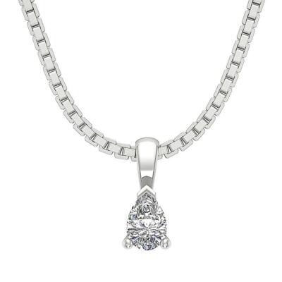 Martini 3 Krappen Set SI2 G 0,30 Ct Birne Diamant Anhänger Halskette 14K Weißgold