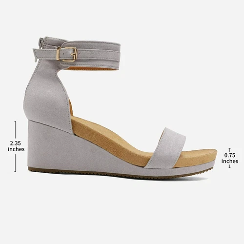 Women Ankle Strap Open Toe Back Zipper Platform Casual Dress Wedge Sandals - Picture 22 of 39