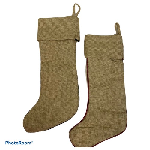 MR & MRS BURLAP CHRISTMAS HOLIDAY STOCKINGS LARGE 22" STOREHOUSE COUPLE GIFT - Picture 3 of 4