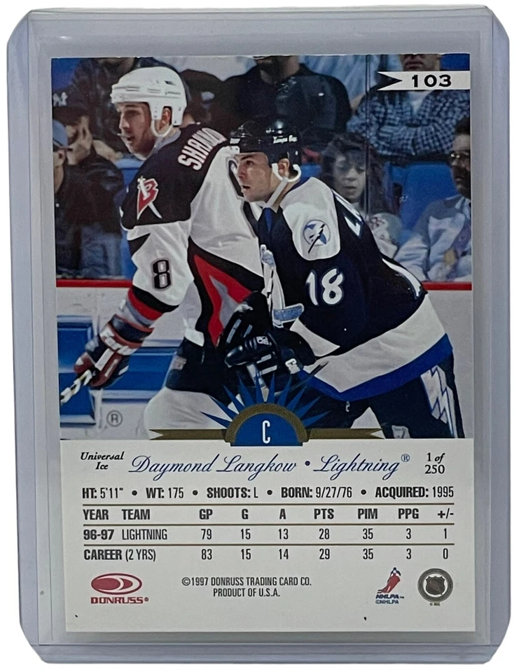 Daymond Langkow 1997-98 Leaf International Stars Universal Ice /250 Canada #103 - Image 2 of 2