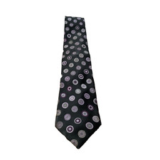 BCBG Mens Tie Silk Black Purple Dot One Size Classic Designer