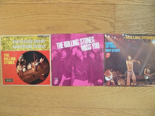 3 45tr rolling stone, hand of fate hot stuff,miss you,everybody needs..