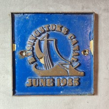 Original Brass Narrowboat or Canal Boat Plaque, Basingstoke Canal, June 1985