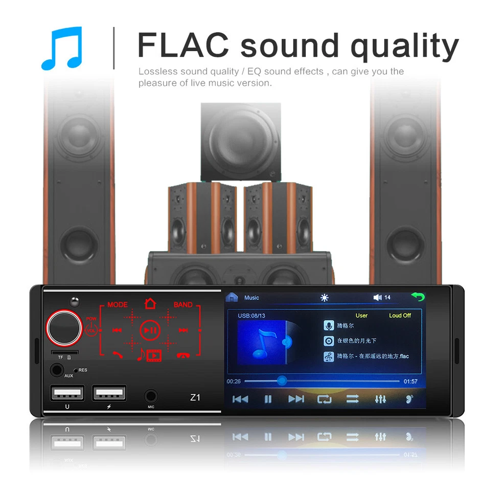 Single 1DIN 4.1Inch Bluetooth Car Full Touch Screen FM Stereo Radio MP5 Player - Image 3 of 4