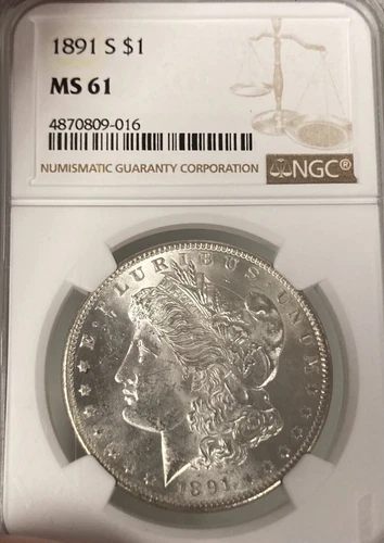 1891-S NGC MS61 Morgan Silver Dollar