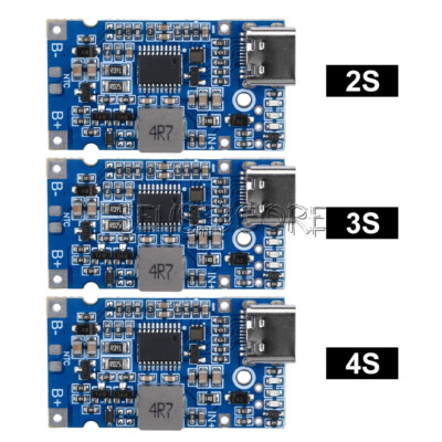 Type-C USB 2S 3S 4S BMS 4.5V-15V 18W 2A Li Li-ion Battery Charging Module