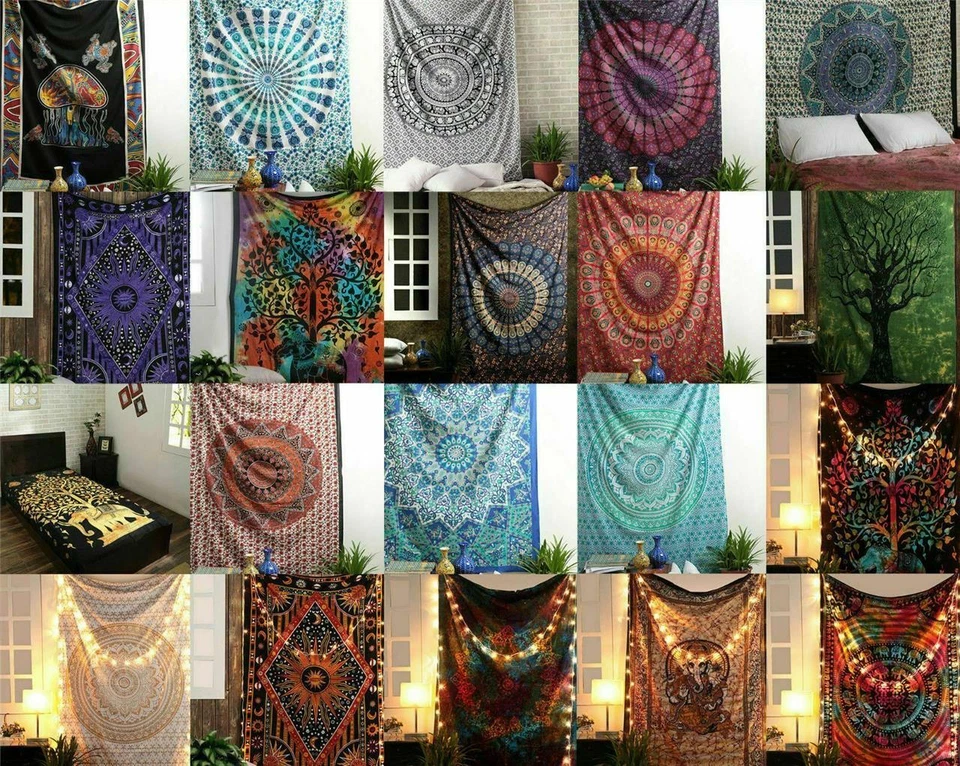 9 piezas tapiz hippie mandala colgante de pared Foto 3 de 4