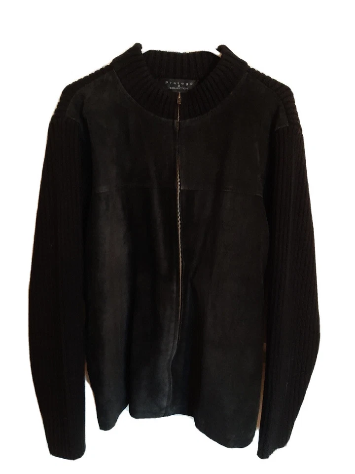 Chaqueta Jersey Hombre Colección Protégé Acanalada Cremallera Negra Talla Mediana Foto 4 de 4