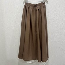 Brown A-Line Maxi Skirt Elastic Waist Lace Trim D-Ring Detail Women  s Small
