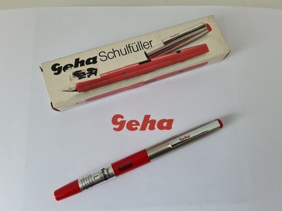 GEHA 704 ''L'' rot Linkshänder Schulfüller Füller 1986-1990 original Verpackung