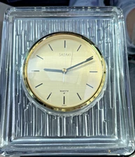 Sasaki Clock Quartz Japan Glass Heavy Square For Parts Or Repair
