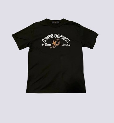 Louis Vuitton Paris 1854 Embroidered Front Logo Crewneck T-shirt Black Size L