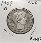1909 O Barber Silver Half Dollar, High Grade, Great Gift