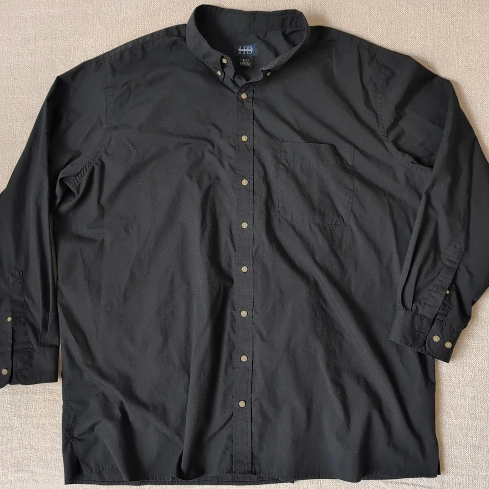 Harbor Bay HB Mens Shirt 3XLT Black Solid Long Sleeve Button Down Casual - Image 2 of 4