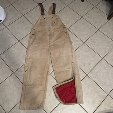 Carhartt R41 Duck Zip-to-Thigh Bib Men's Overall Quilt, 38 x 29 inch - Brown