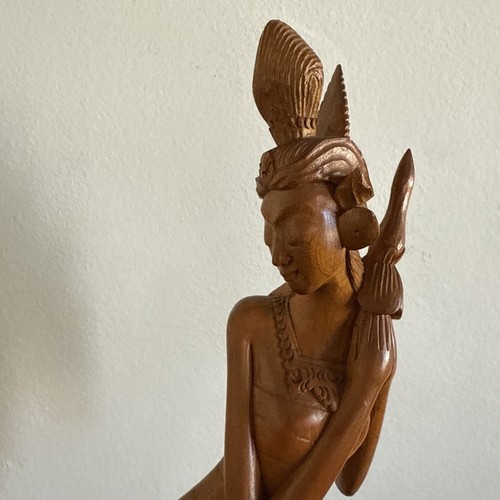 VTG Gorgeous Hand Carved Wood BALINESE Woman SCULPTURE DEWI 17” - Picture 13 of 14