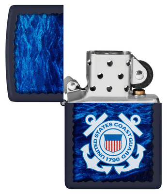 Zippo Windproof Lighter U.S. Coast Guard With Waves Background