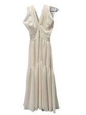 NWT BCBG MAXAZRIA Dress 0 Cream Sleeveless Cross-back Tiered Back-zip
