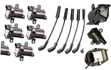 Set of 8 Round Ignition Coil Pack and 8 Ignition Wire Set Tune Up Kit