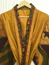Pure Silk Golden  Brown kimono Long Robe Gown Girl's Woman Silk Kimono KMO5381