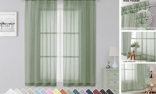 Sage Sheer Curtains 63 Inch Length 2 42"W x 63"L Pack of 2 Sage Green