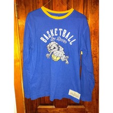 Gap Kids Long Sleeve Basketball Graphic T Shirt Blue Yellow XXL 14 16 Athletic