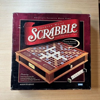Parker Brothers Scrabble Premier Wood Luxury Edition with Rotating Board