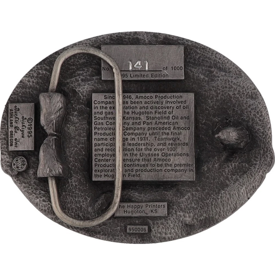 Nuevo Hugoton Kansas Campo de Gas Natural Campo Petrolero Amoco Nos Vintage Hebilla de Cinturón Foto 2 de 4