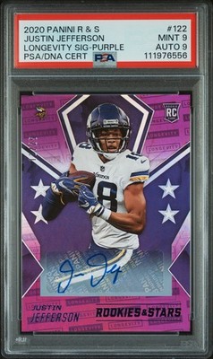 2020 Rookies & Stars 🟣🔥Purple Justin Jefferson RC Auto #12/25 SSP PSA 9 Mint!