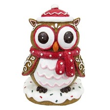 Honeybloom Owl on top of Donut Ornament, 5" Xmas Holiday At Home