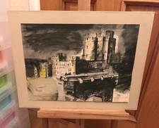 Vintage John Piper Lithoprint View of Windsor Castle 1948