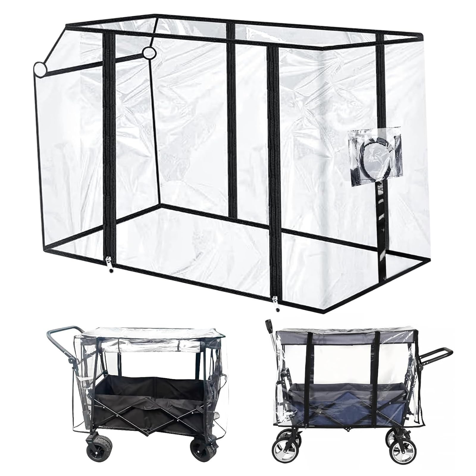 Protection de pluie pour chariot pliable avec toit, housse étanche anti-vent pour courses et jardin