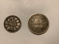 1875 1Mark And 1906 1/2 Mark   German Silver Coins Both F