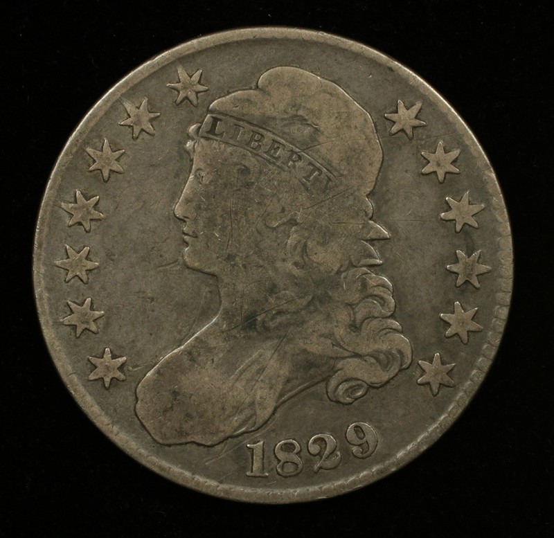 1829 Capped Bust Half Dollar 50C VG Raw Silver Coin (#SLC00418)