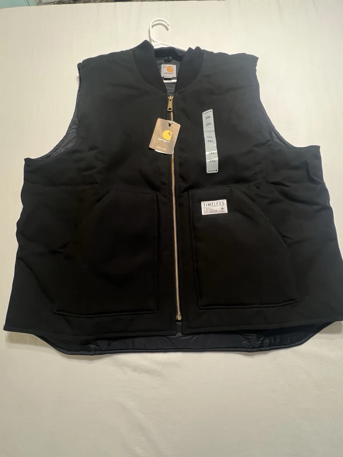 Men's Carhartt Duck Insulated Rib Collar Vest 2XL Black NWT