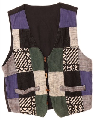Vintage Herren Weste groß bunt Patchwork Baumwolle Bohemian DF19