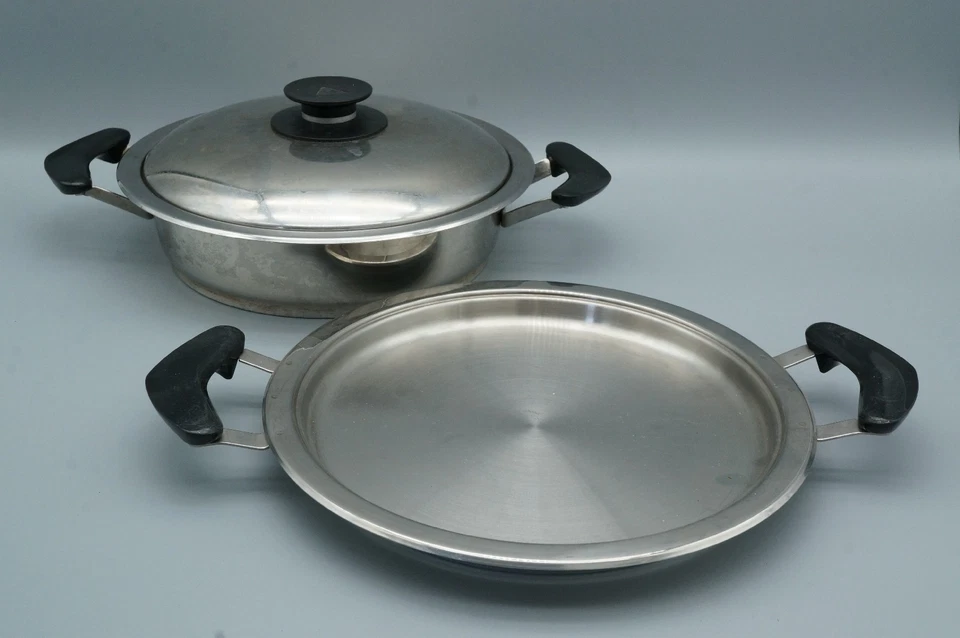 AMC 734 2x Pfanne Bräter mit 1 Deckel Bananengriffe