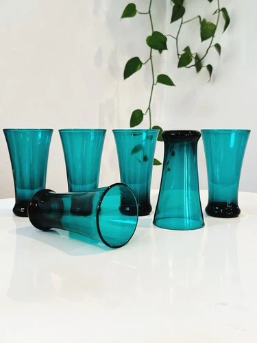 Royal Leerdam Williamsburg CW5T Blenko Emerald Ice Tea Glasses (6) Rare